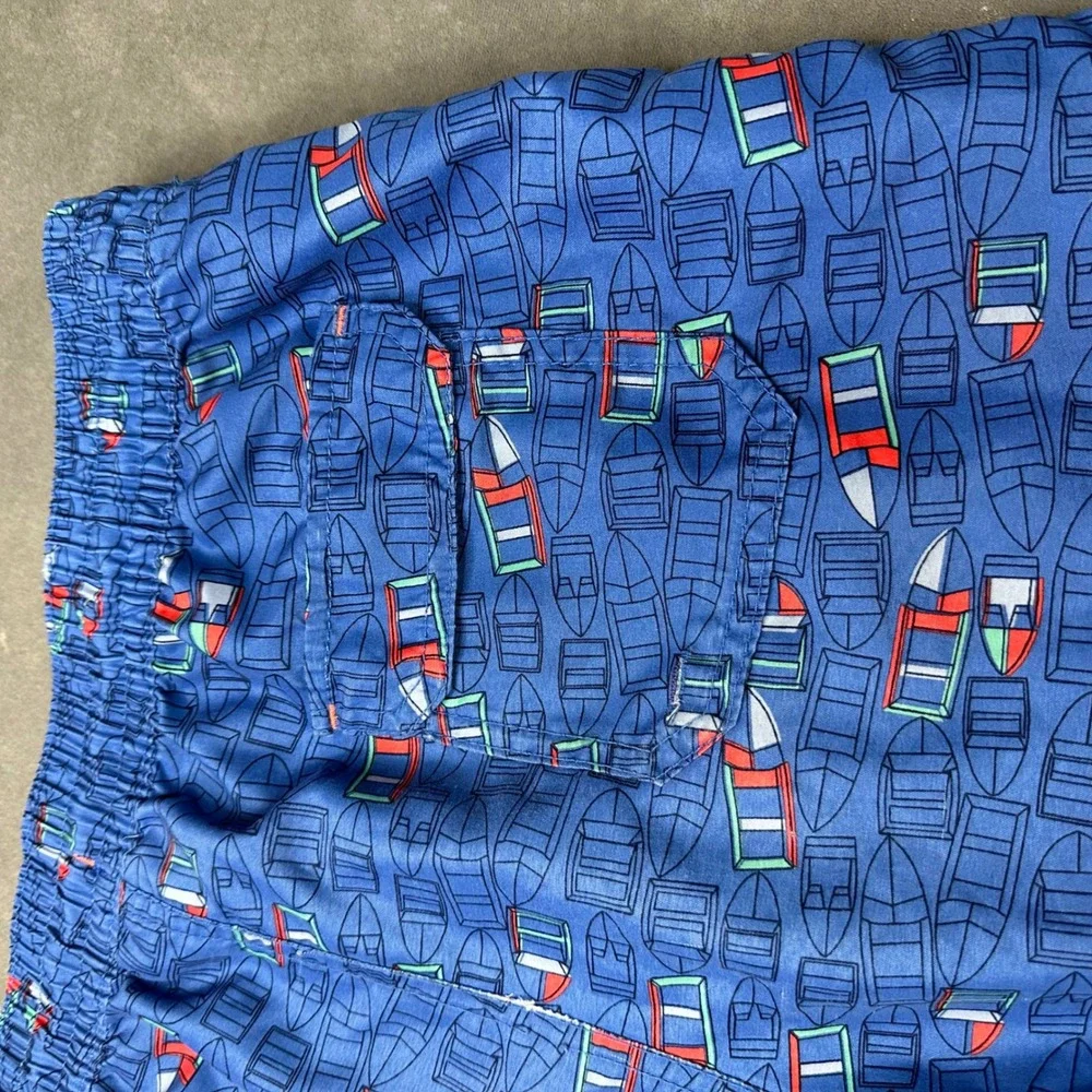 Goodfellow Swim Trunks Men M Blue Sailboat Print Elastic Waist Excellent